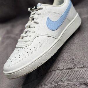 Nike White and Light Blue Athletic Shoes Men’s 9 1/2 Court Vision